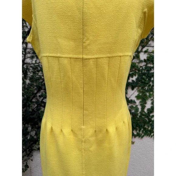 1980's Christian Alta Moda New York canary yellow sleeveless sheath dress